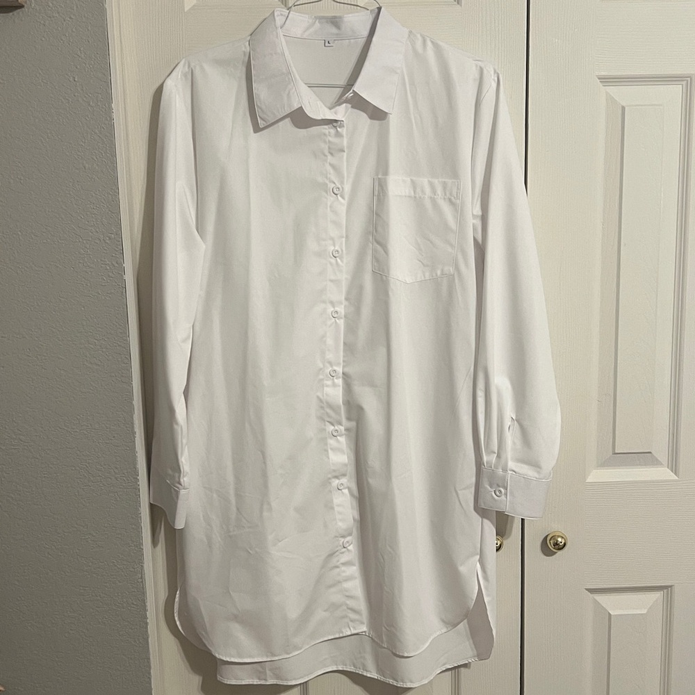 White Button-Up Shirt Dress